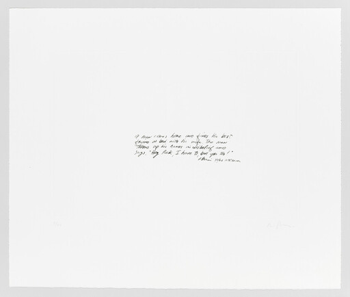 Small handwritten paragraph centered on a large white sheet of paper, text barely legible.