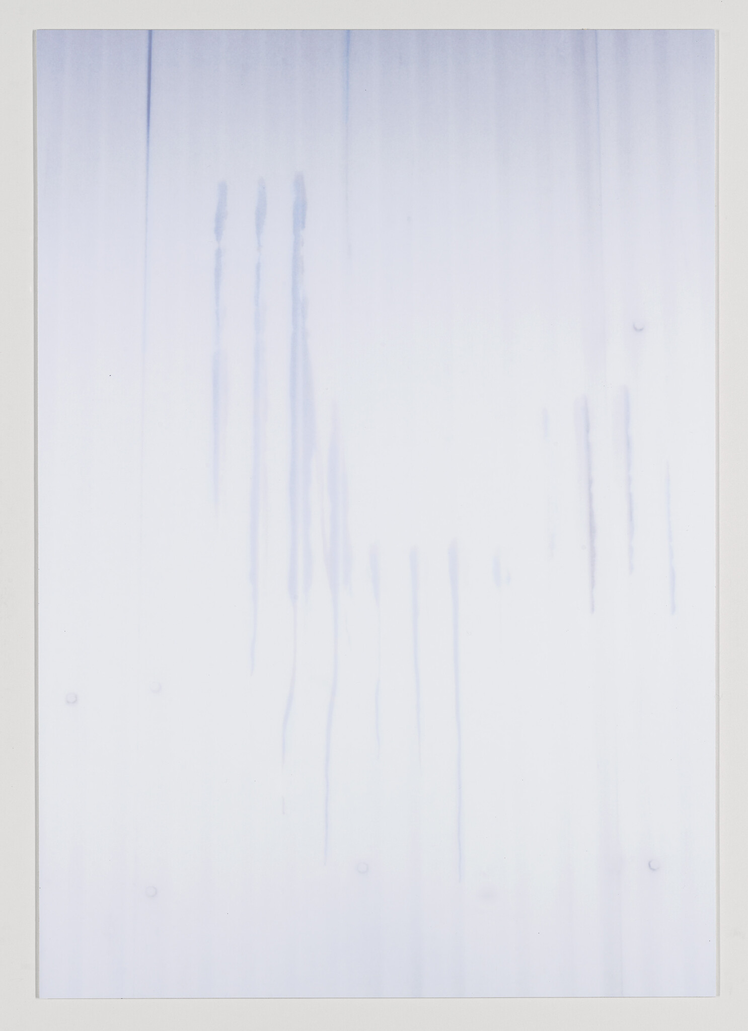 A pale white panel showing faint vertical blue drip marks and subtle shadowed lines.