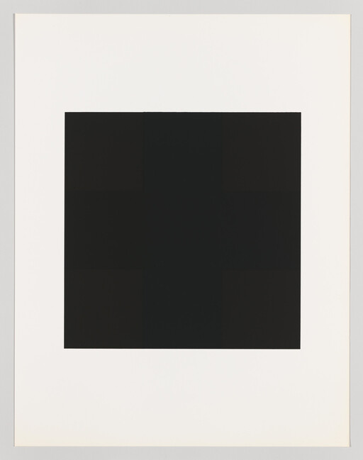 Large black square with subtle nine-panel grid centered on a white background.