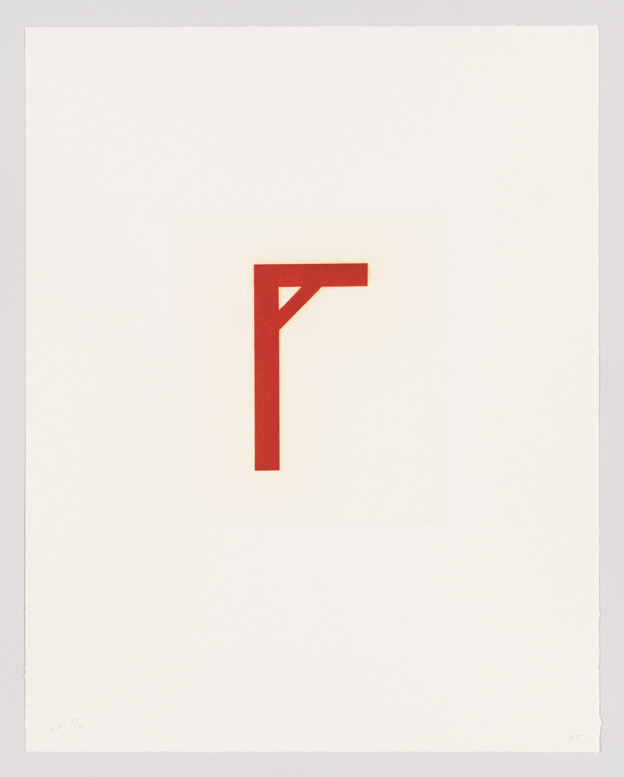 Minimalist red letter "F" centered on a white background.