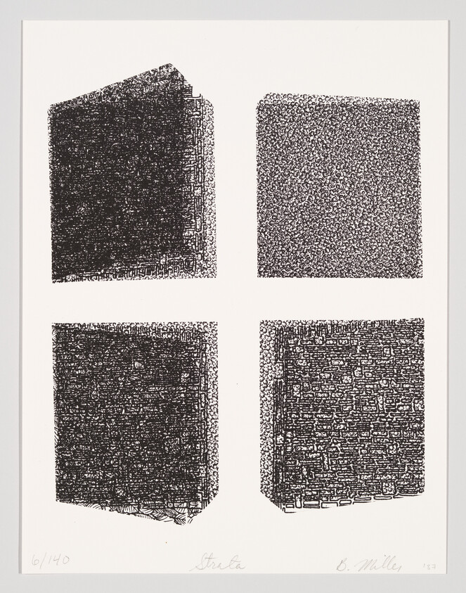 Four textured square blocks arranged in a two-by-two grid on a plain background.