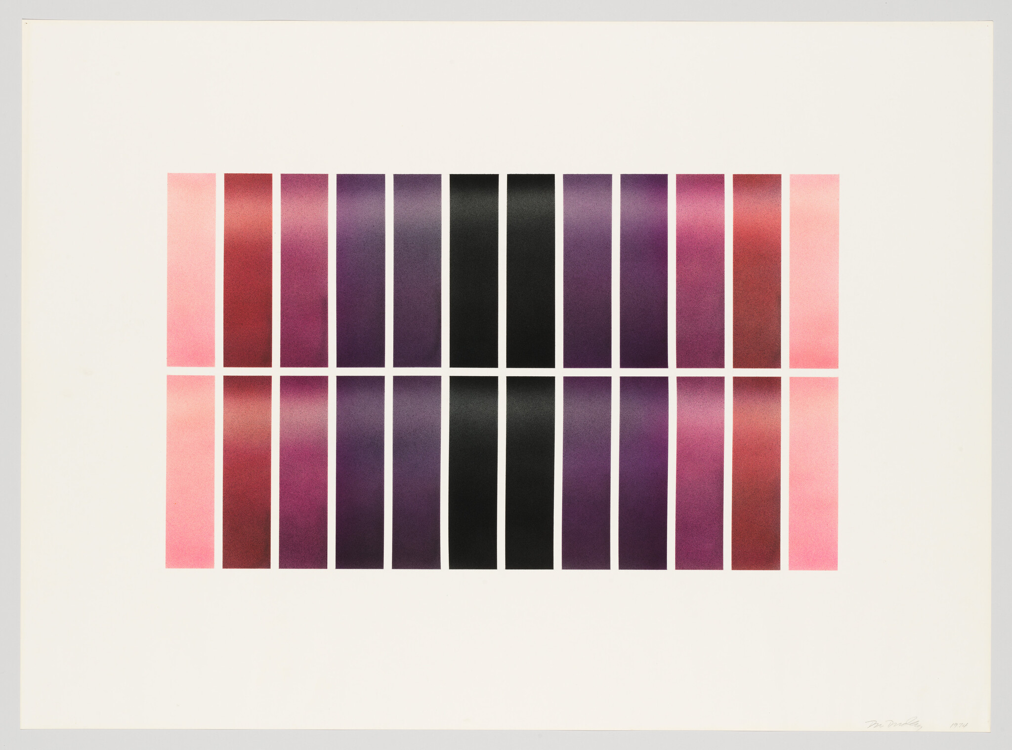 A rectangular grid of vertical gradient color bars in pink, purple, and black arranged in two rows.