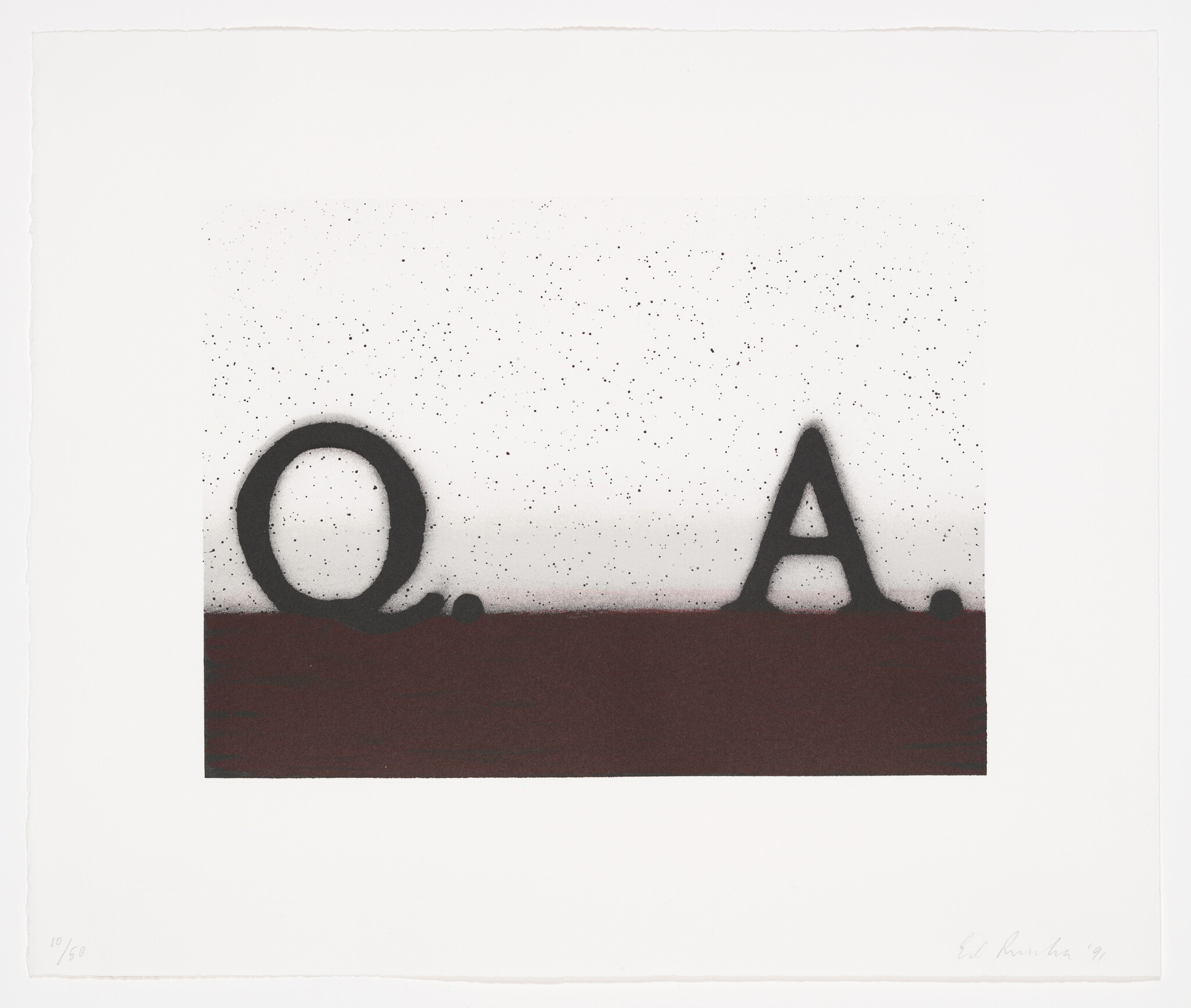 Large black letters Q and A stand above a dark horizontal band under a speckled sky.