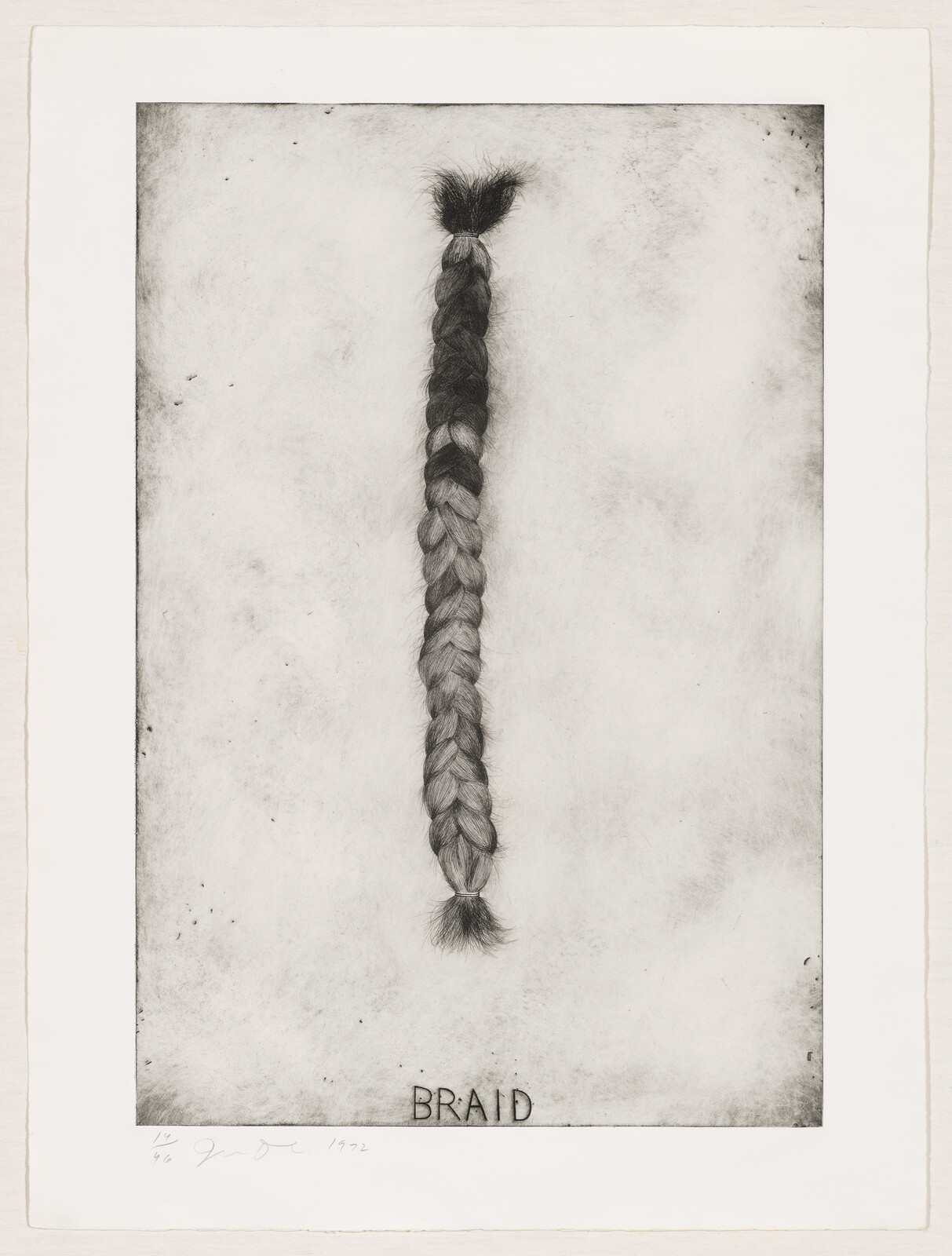 A single long braided hair strand hangs vertically against a plain background with the word "BRAID" below.