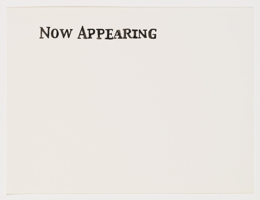 Blank white card with the words "Now Appearing" printed at the top.