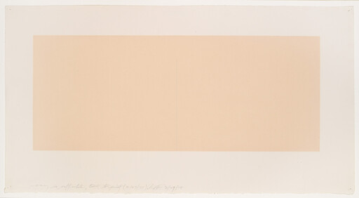 Large pale peach rectangle centered on white paper with a faint vertical line down the middle.