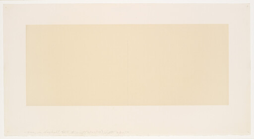 A large pale beige rectangle centered on white paper with a faint vertical line and pencil notes.