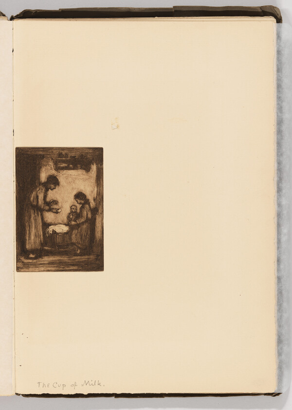 A woman pours milk into a cup while another adult holds a small child.