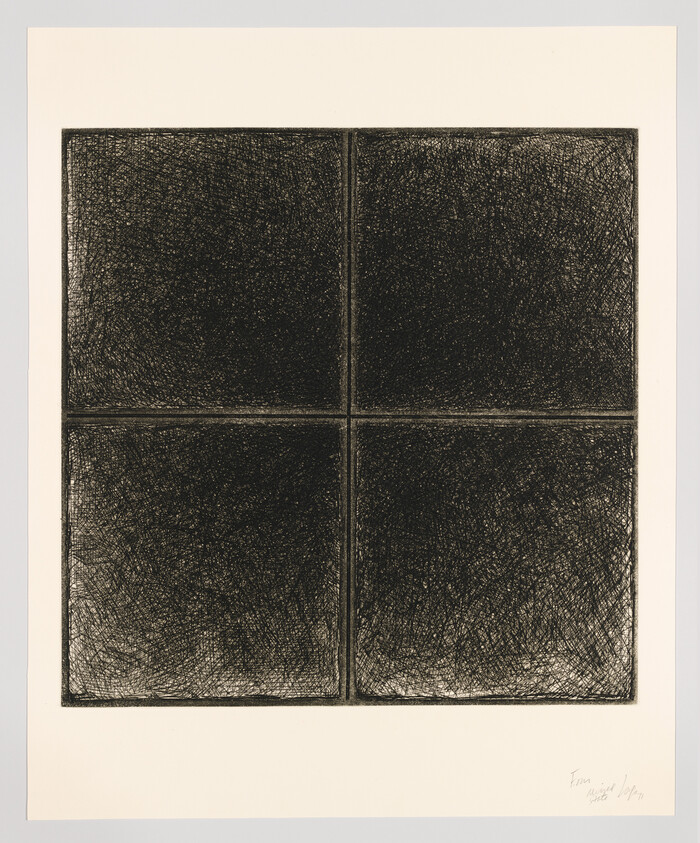 Four dark textured square panels arranged in a larger square with visible dividing lines.