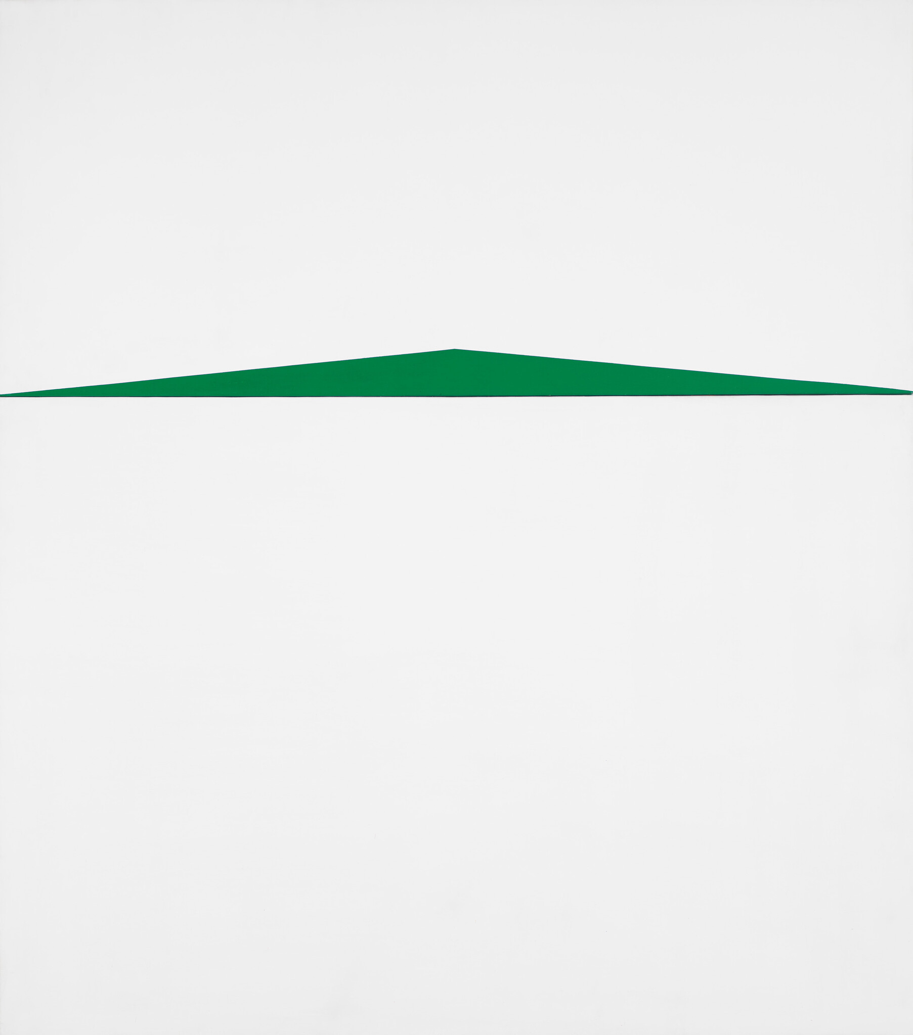 A flat green triangle stretches across the upper center of a plain white background.