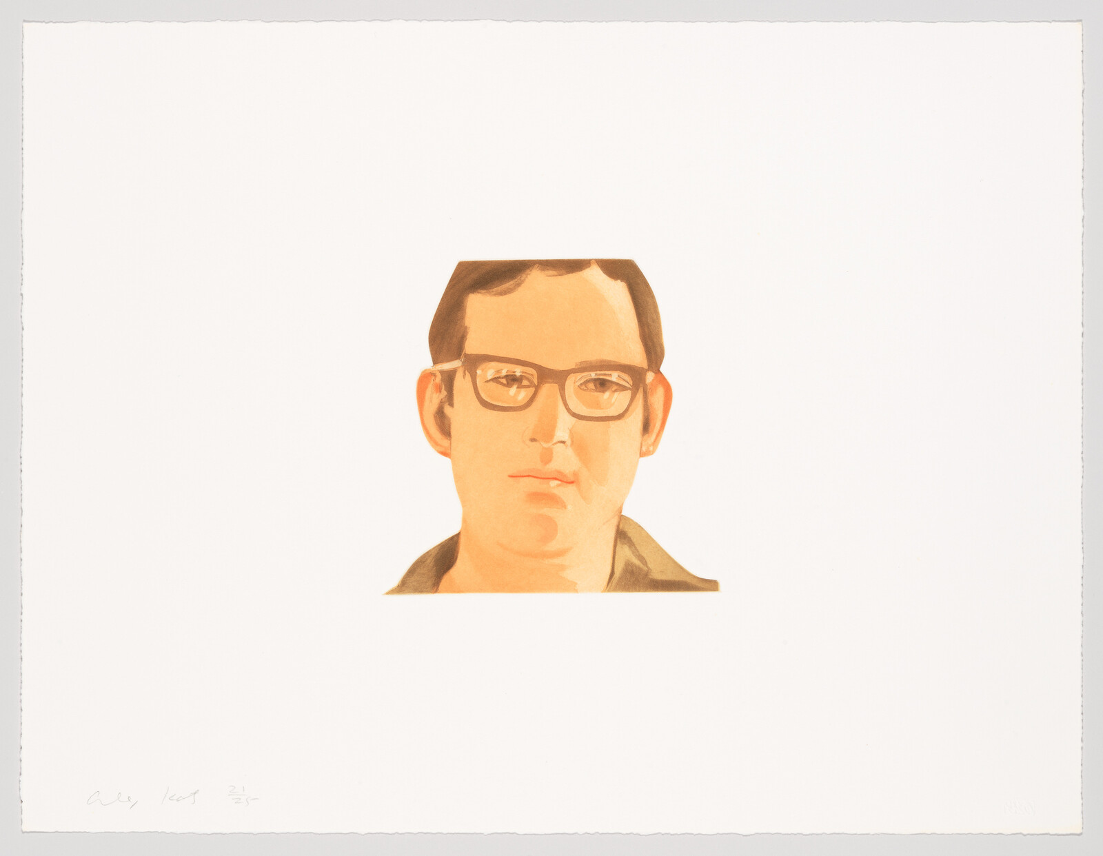 A centered portrait of a man with glasses and a neutral expression on a white background.