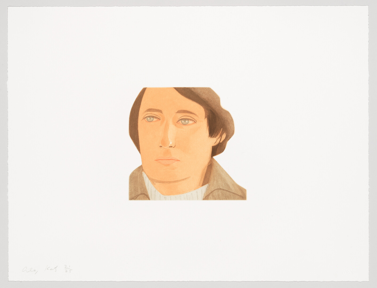 A centered portrait of a young person with brown hair wearing a jacket and turtleneck.