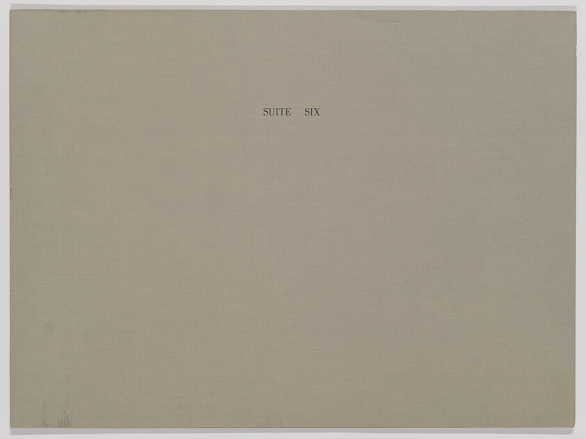 A plain beige canvas with small centered text reading "SUITE SIX" near the top.