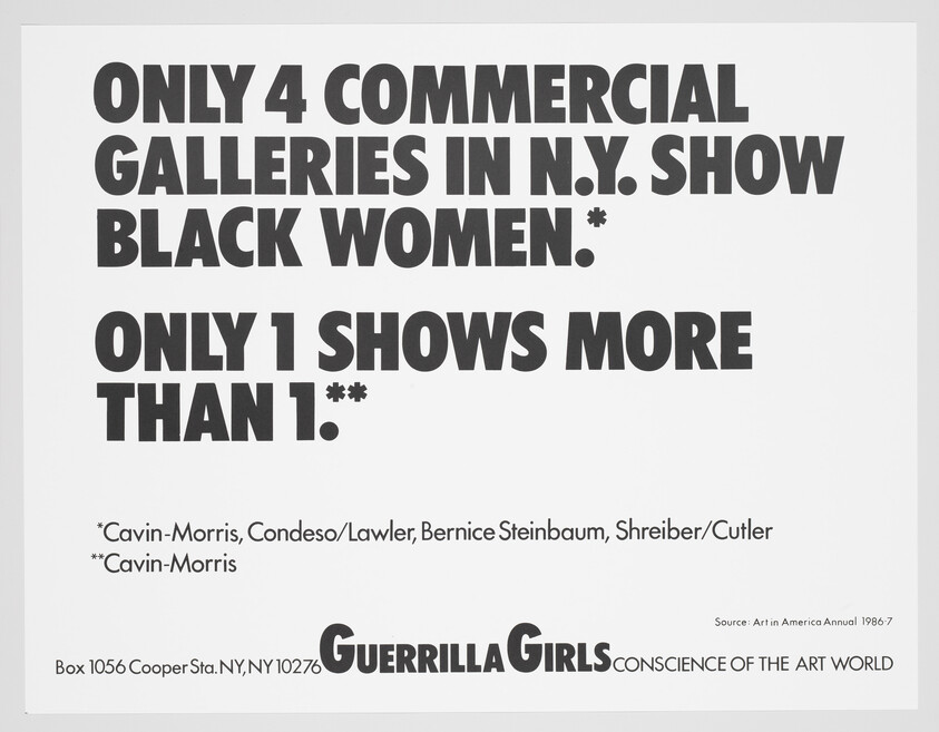 Bold black text states that only four New York galleries show Black women, and only one shows more than one.