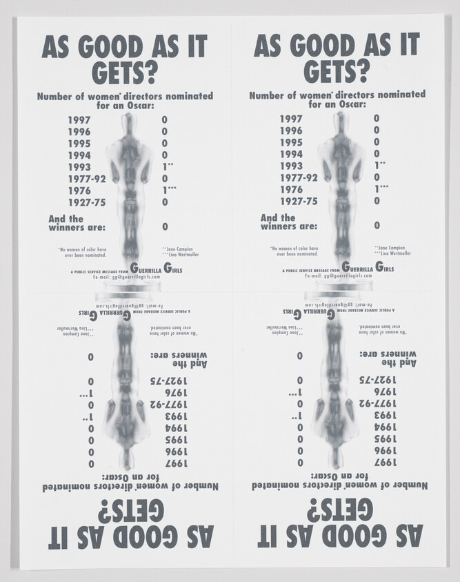 Poster titled "As good as it gets?" listing zero women directors nominated for Oscars across many years.