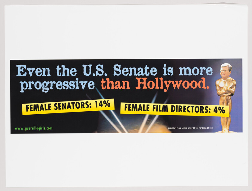 Banner states U.S. Senate is more progressive than Hollywood, noting female senators 14% and female directors 4%.