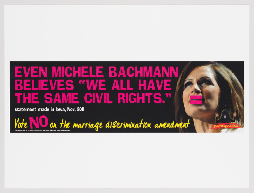 Large text says, “Even Michele Bachmann believes ‘We all have the same civil rights.’ Vote NO on the marriage discrimination amendment.”