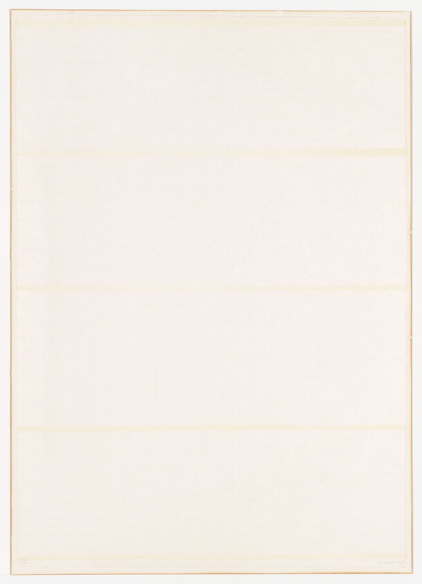 Large off-white sheet with faint horizontal creases and a thin border.