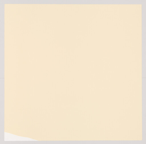 Large pale beige square sheet of paper with a slightly torn bottom-left corner and thin gray border.