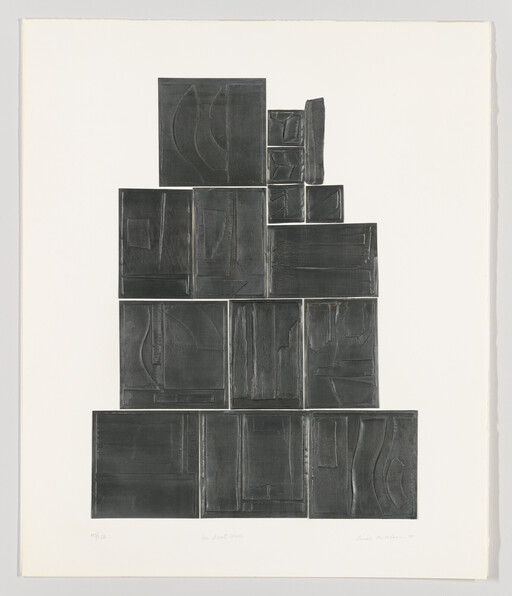 Stacked dark textured rectangular panels arranged like a stepped tower on a white background.