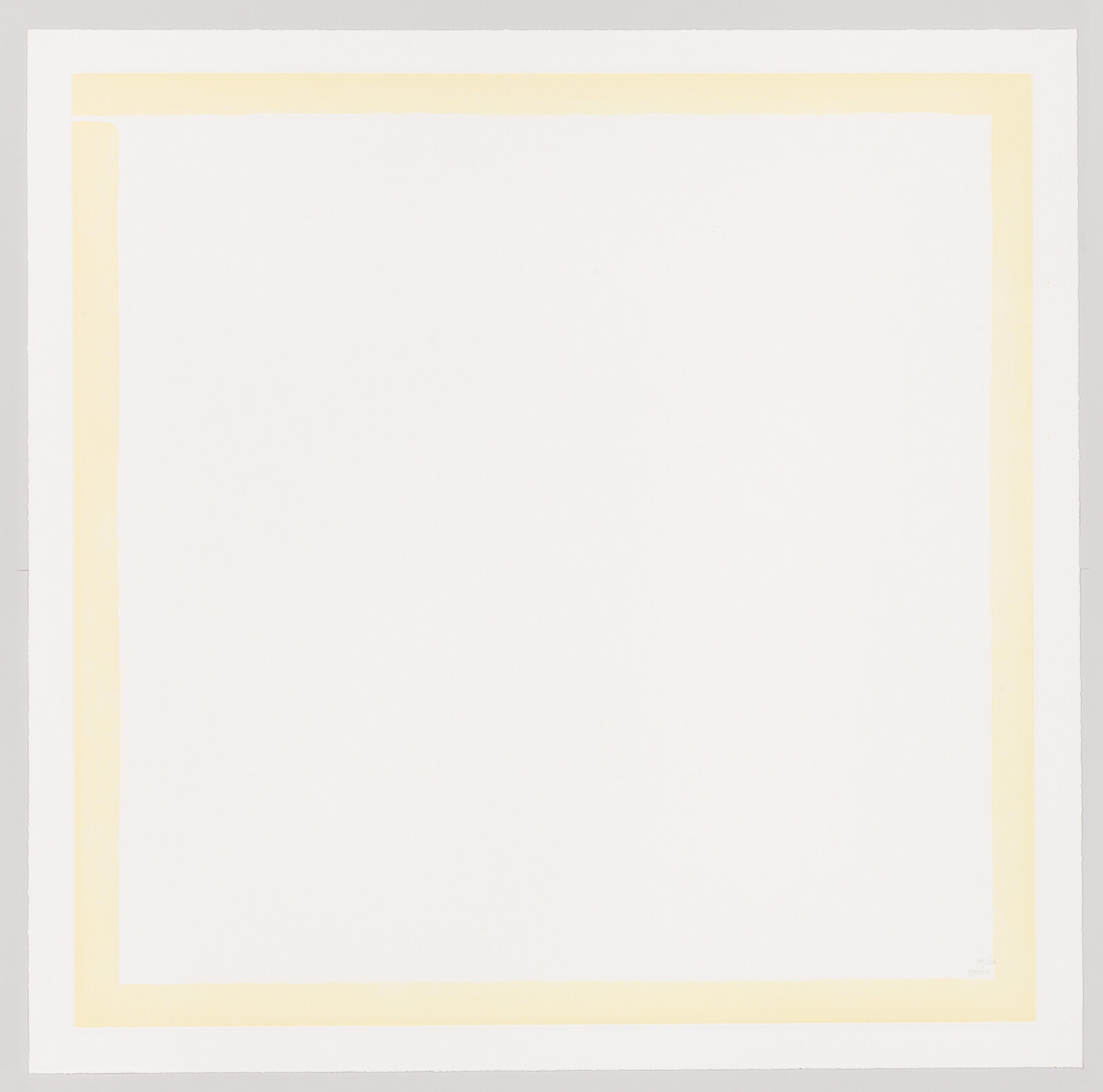 Large white square paper with a thin pale yellow border close to the edges.