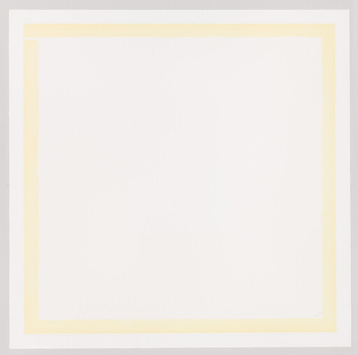 Large white square paper with a thin pale yellow border close to the edges.