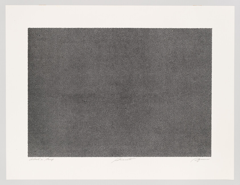 Centered rectangle filled with dense tiny black dots creating a textured gray field on white.