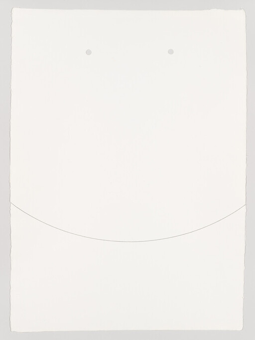 White paper with two punched holes near the top and a faint curved pencil line across the lower half.