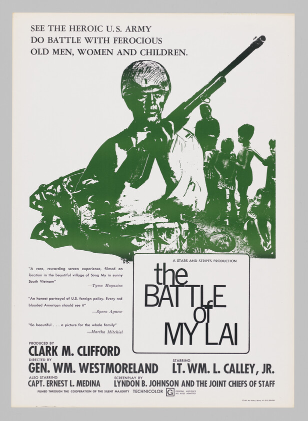 Movie poster showing an armed soldier silhouette and the title the Battle of My Lai.
