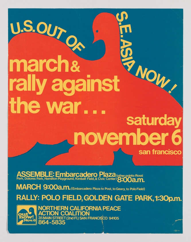 Poster calling for a march and rally against the war in San Francisco on Saturday, November 6.