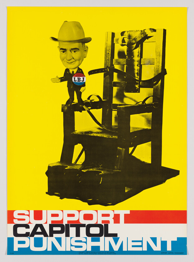 Bobblehead of a politician standing on an electric chair with text "Support Capitol Punishment."
