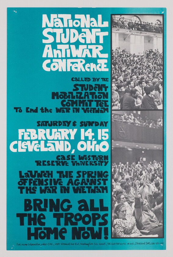 National Student antiwar conference poster calling to bring all the troops home now in Cleveland.