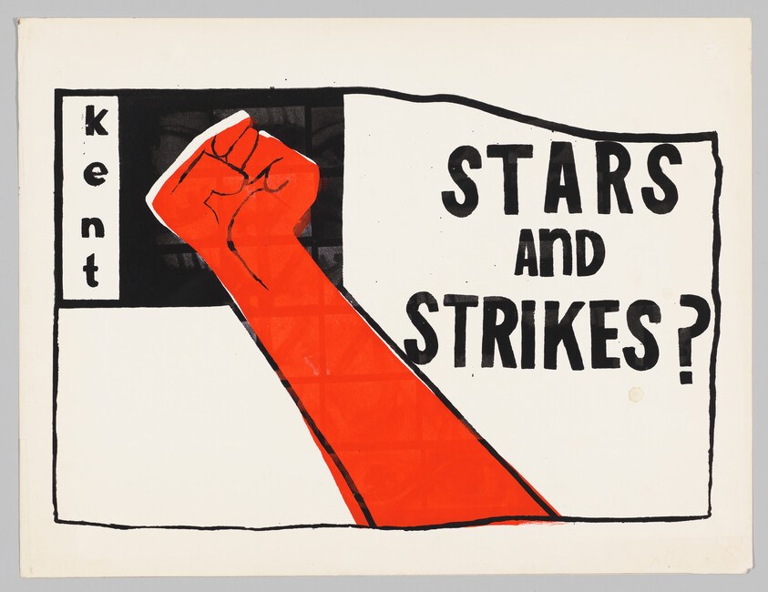 A large red raised fist next to bold text reading "Stars and Strikes?".