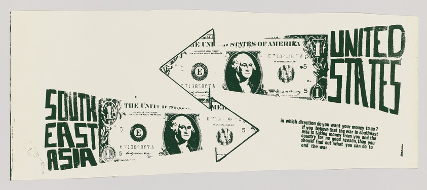 Graphic showing US dollar bills and arrows pointing from Southeast Asia toward the United States.