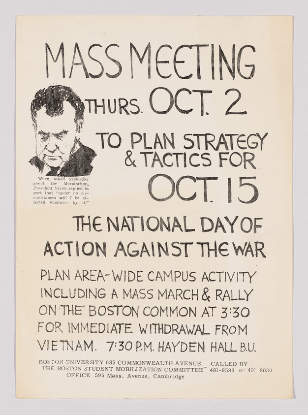 Mass meeting Thurs. Oct. 2 to plan strategy for Oct. 15 national day of action against the war.