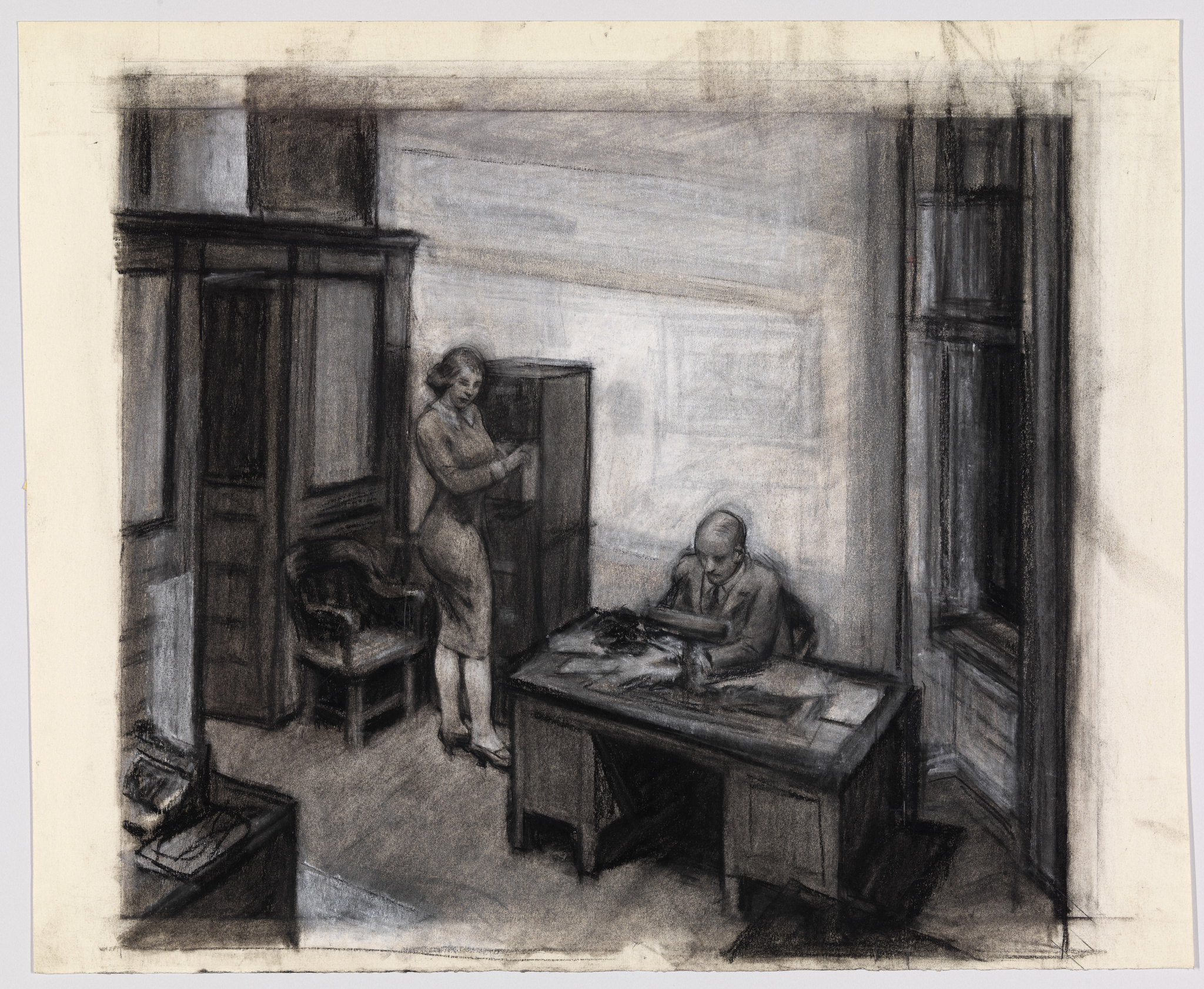 drawings Edward Hopper, Study for Office at Night, 1940, Whitney Museum of American of Art