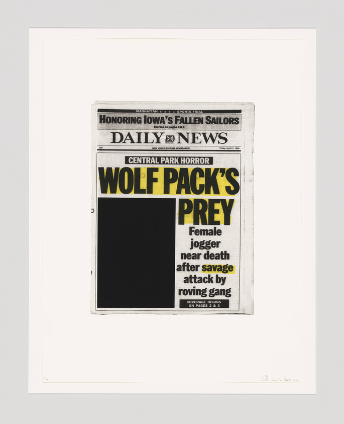 A Daily News front page newspaper clipping with a yellow highlighted headline and a blacked-out image presented on a white background. 
