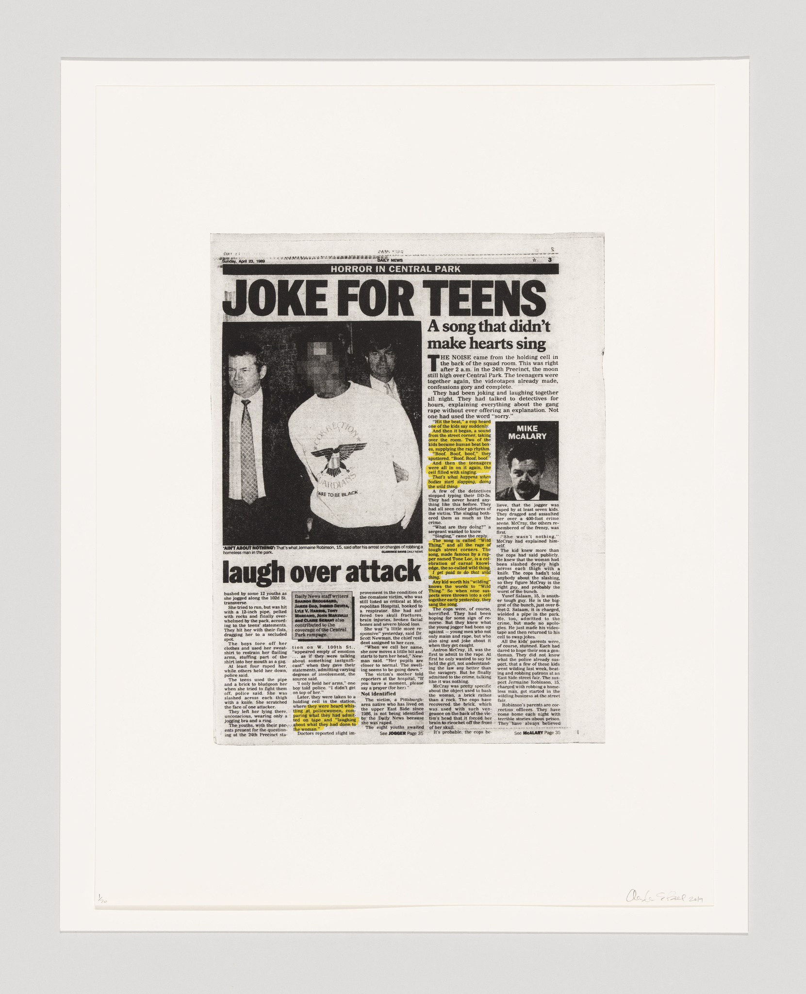 A news article with the headline, 'Joke for Teens' along with an image of a detained man whose face is blurred out.