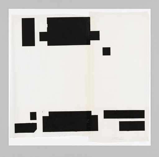 White canvas with several black rectangular blocks arranged near the top and bottom edges.