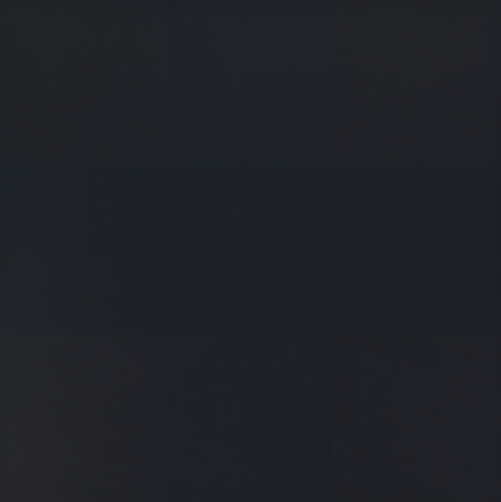 A mostly black square with very faint, slightly lighter horizontal and vertical bands crossing the center.