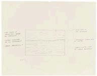 A simple sketch of a horizon with handwritten notes on both sides, describing the scene and its elements.