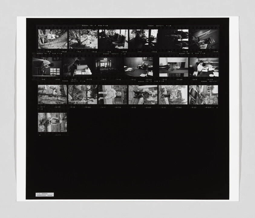 Black-and-white contact sheet showing multiple small film frames of people and outdoor scenes.