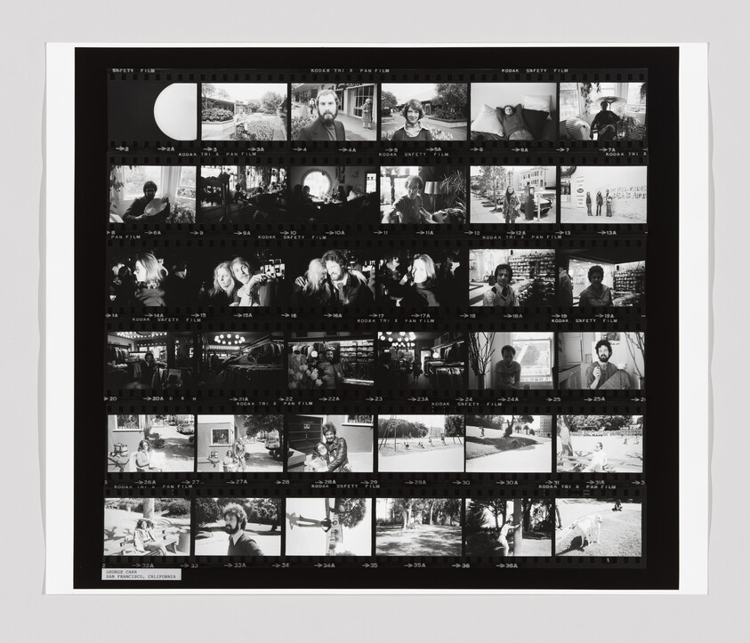 Black-and-white contact sheet showing multiple candid portrait and lifestyle frames of people in various settings.