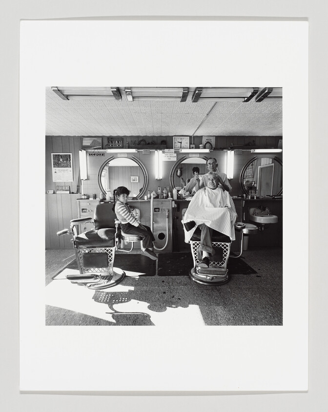 Leon Speer’s (51) Barber Shop, Felix Valdivezo (49) & Daughter Patricia (5), Lordsburg, New Mexico