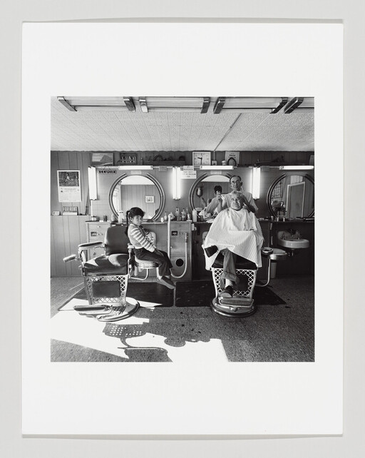 Leon Speer’s (51) Barber Shop, Felix Valdivezo (49) & Daughter Patricia (5), Lordsburg, New Mexico