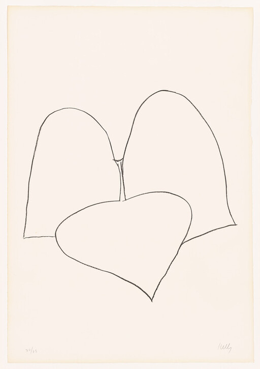 Simple black line drawing of a large heart overlapping two rounded hill-like shapes.