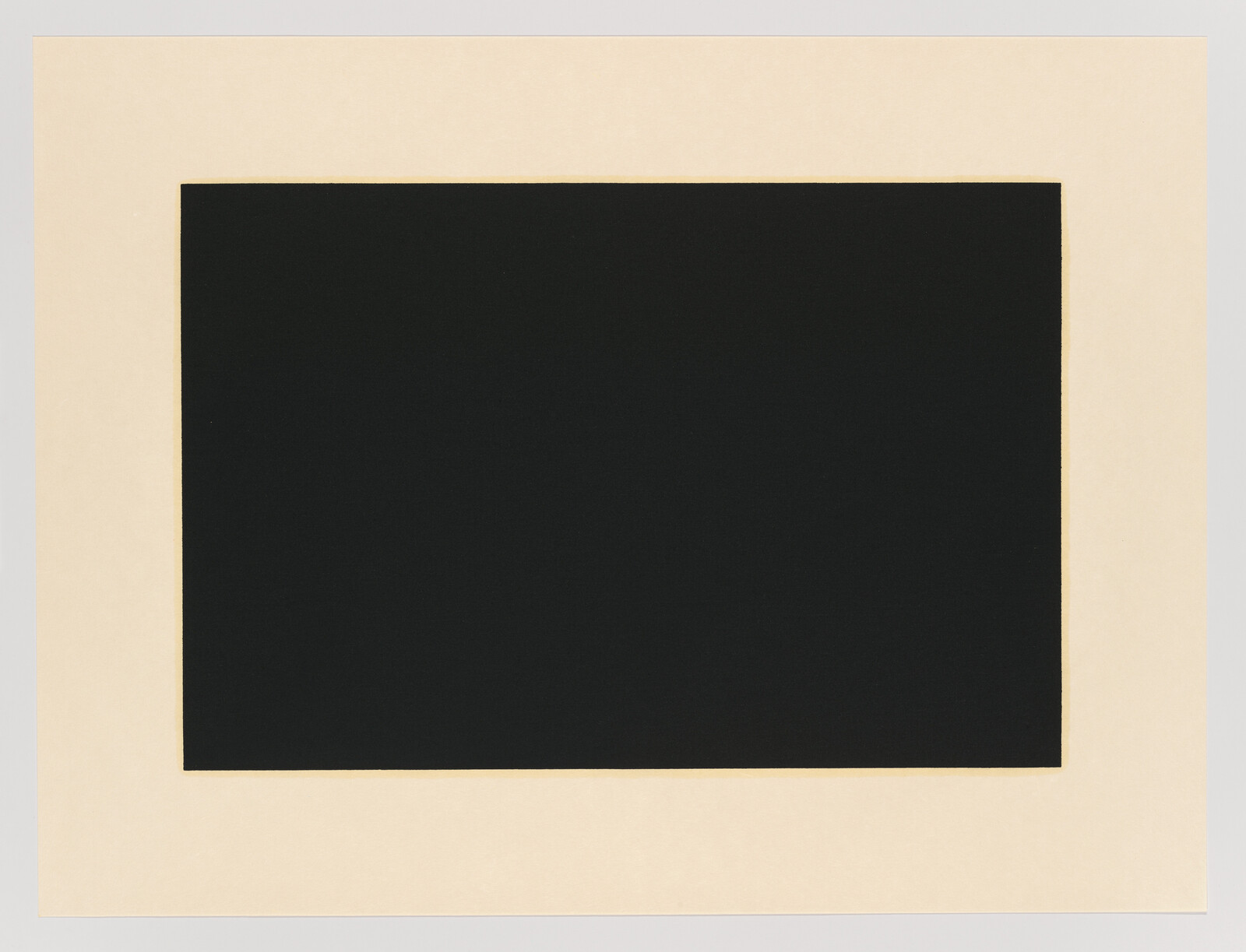A large solid black rectangle centered on a wide beige border.