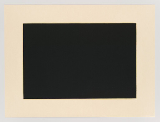 A large solid black rectangle centered on a wide beige border.