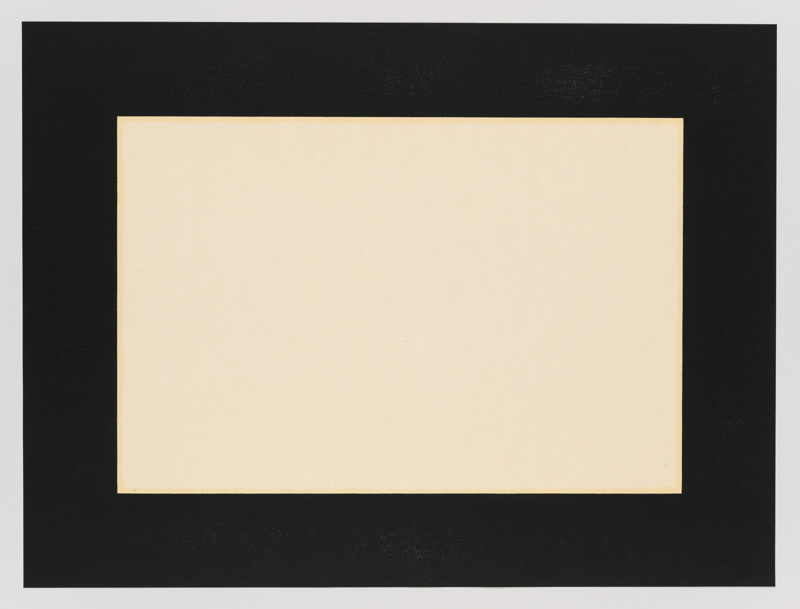 A blank cream paper centered inside a wide black mat with a white outer border.