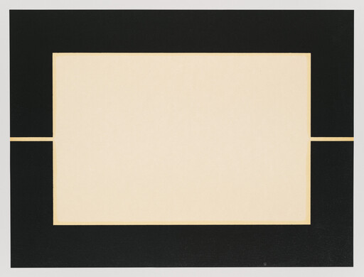 A large pale rectangle centered inside a wide black frame with narrow horizontal gaps at mid-sides.
